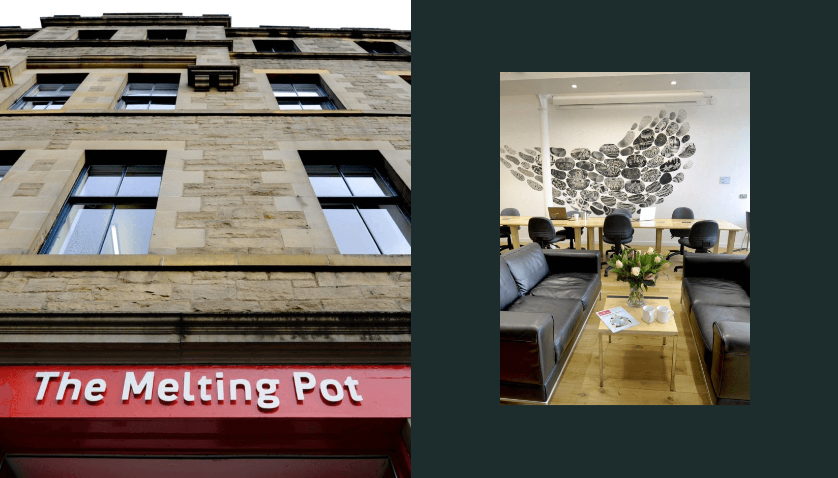 The Melting Pot coworking space interior and exterior