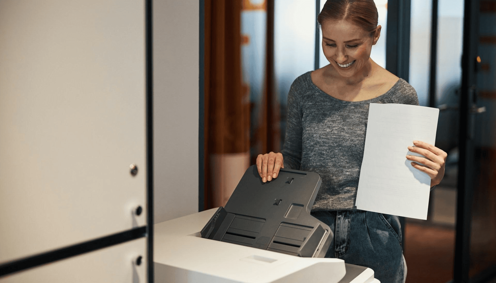 Coworking space member printing documents 
