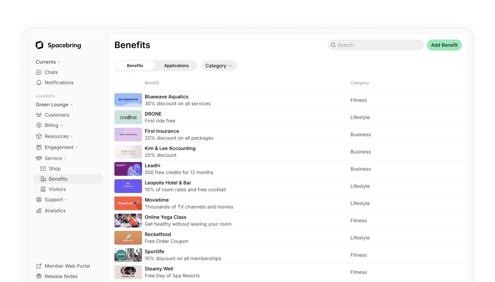 apply for coworking space membership benefit on Spacebring app