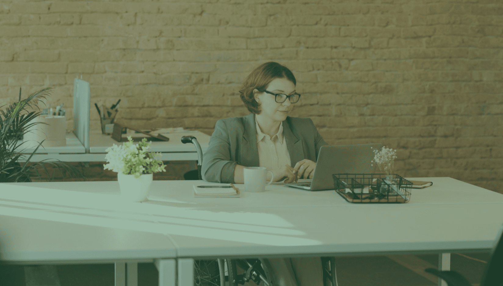coworking space member in a wheelchair 