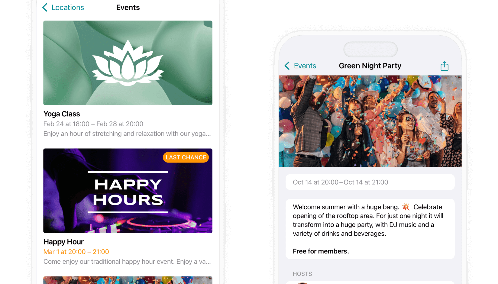 Events showcase on Spacebring coworking space management platform