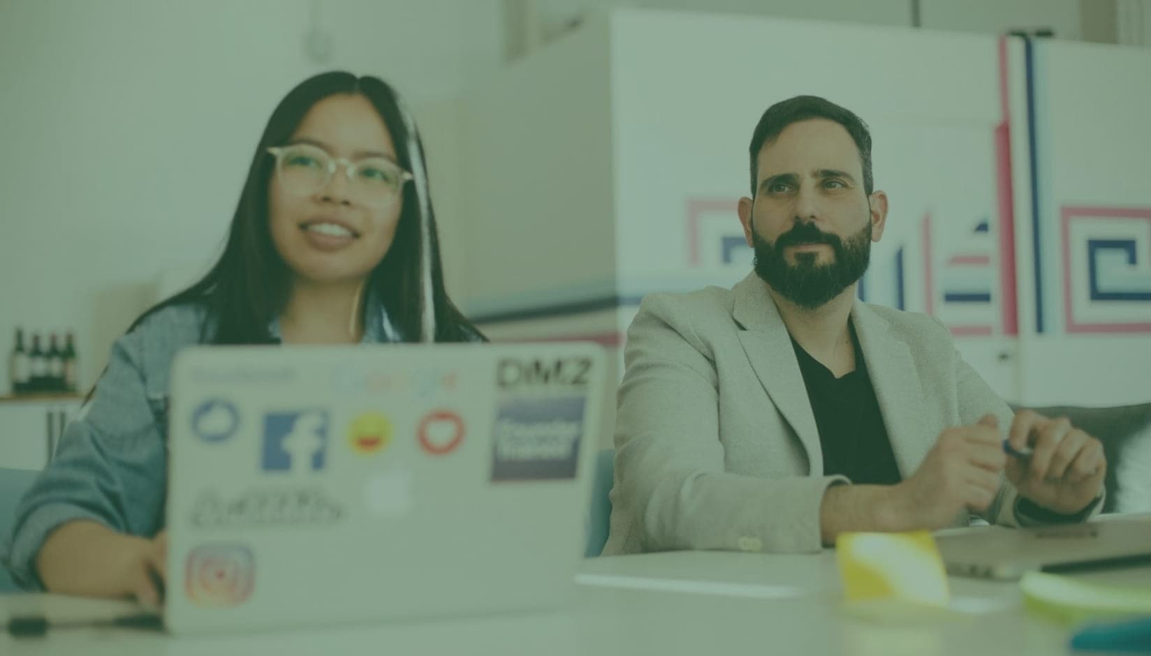 coworking space members at the desk