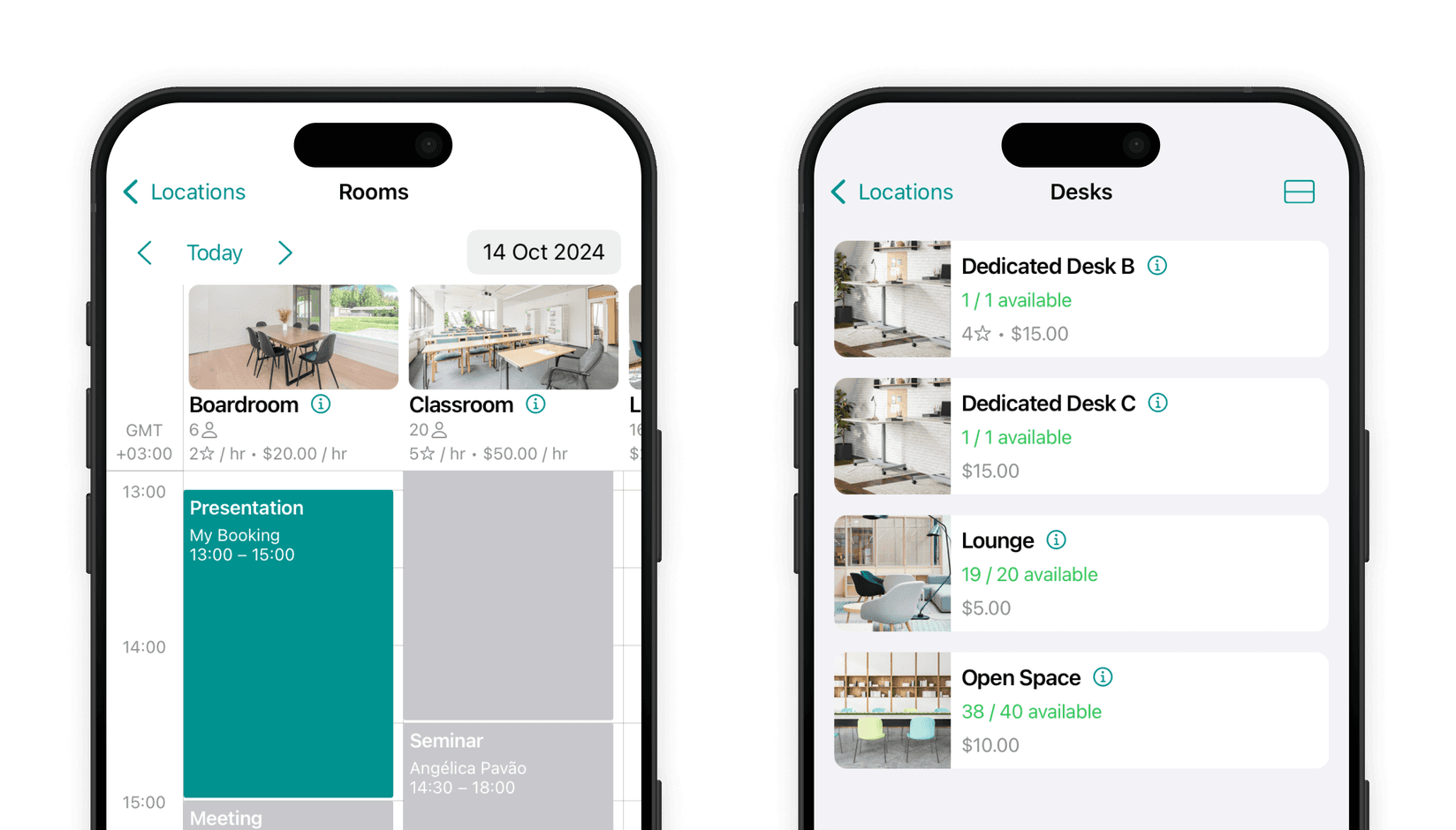Desk booking system on Spacebring coworking space management software
