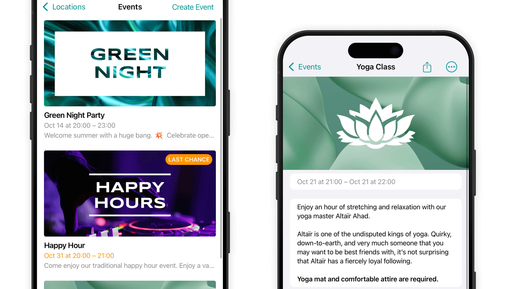 Events management system on Spacebring coworking space management platform 