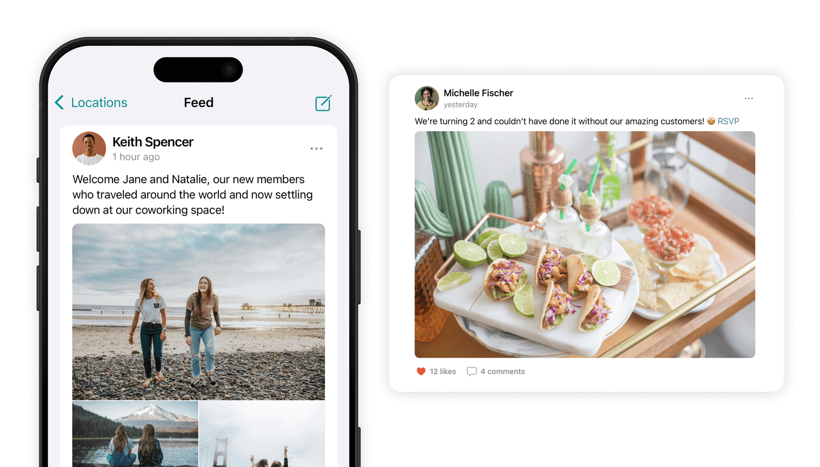 Newsfeed on Ipade coworking space app developed by Spacebring