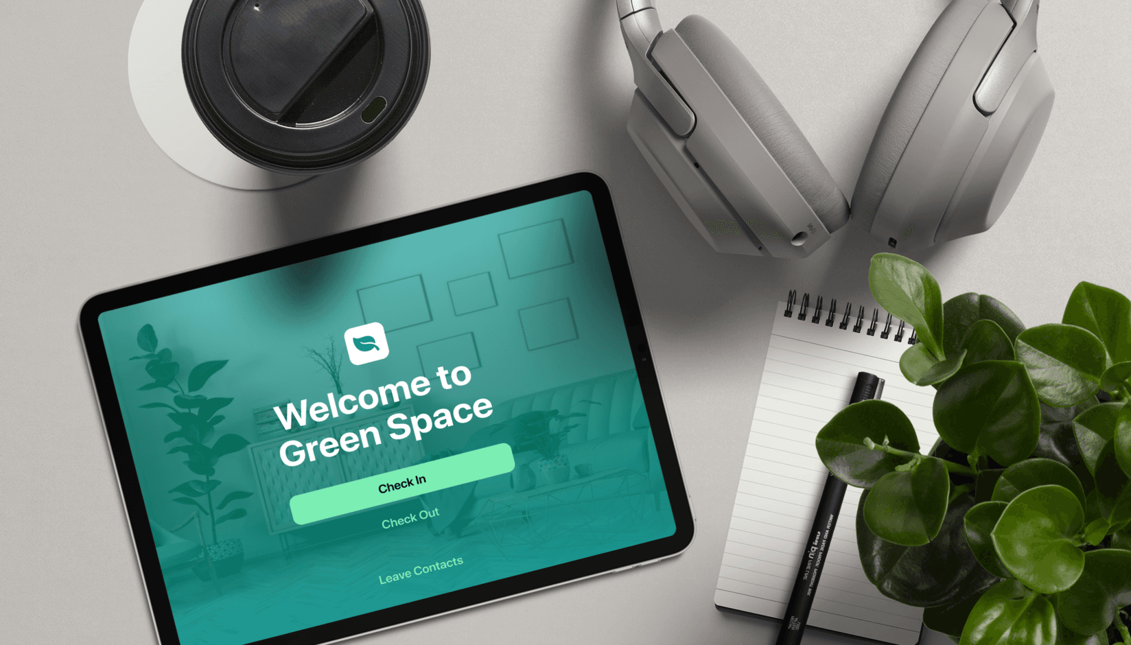 Spacebring visitor management system for coworking spaces - check in tablet