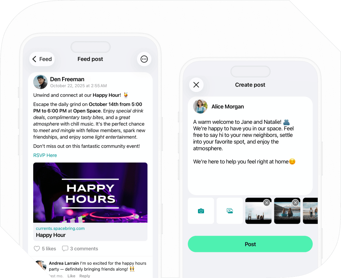 Feed in Spacebring admin mobile app