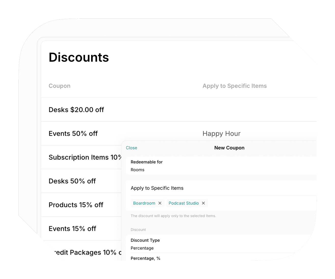 Creating discounts in Spacebring