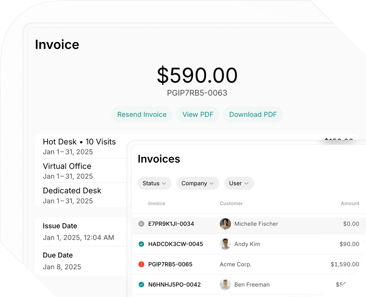Member invoice in Spacebring