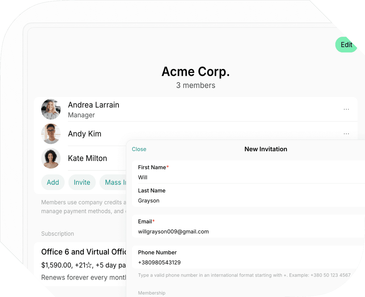 Member management on Spacebring coworking space management software
