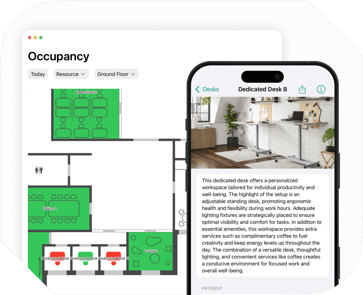 Dedicated desks on Spacebring coworking space management software