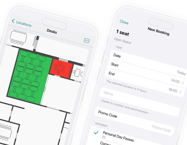 Seamless desk booking experience at Spacebring coworking space management software
