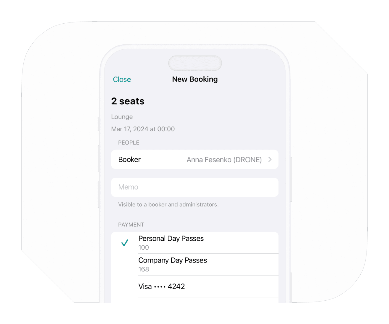 Day passes on Spacebring coworking space management software