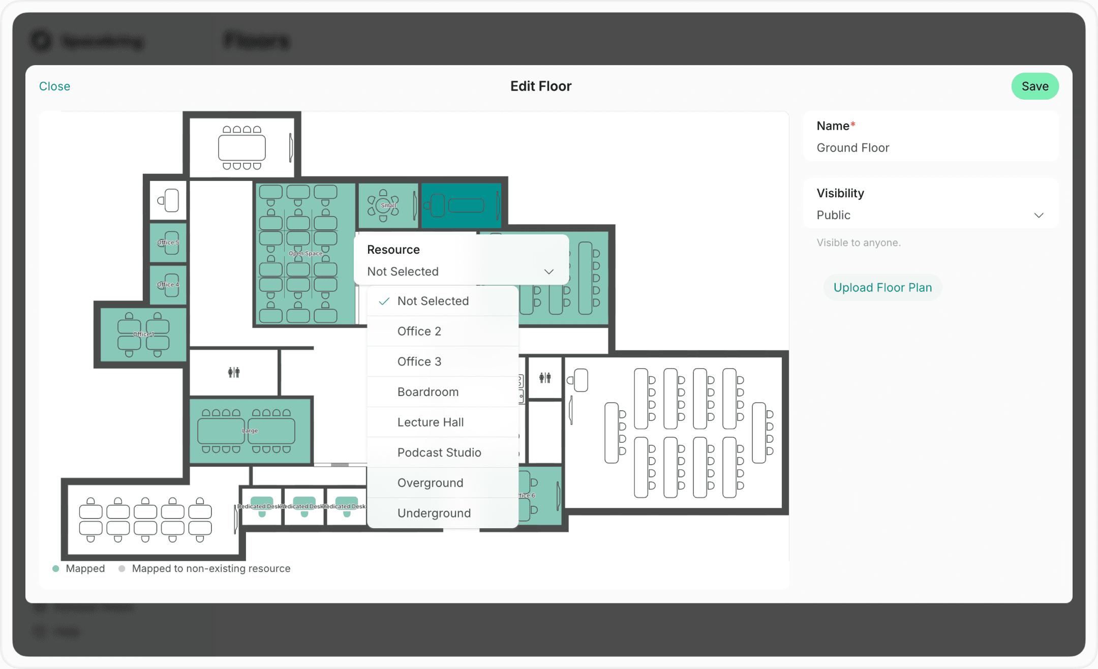 Assign resources for your floor plan 