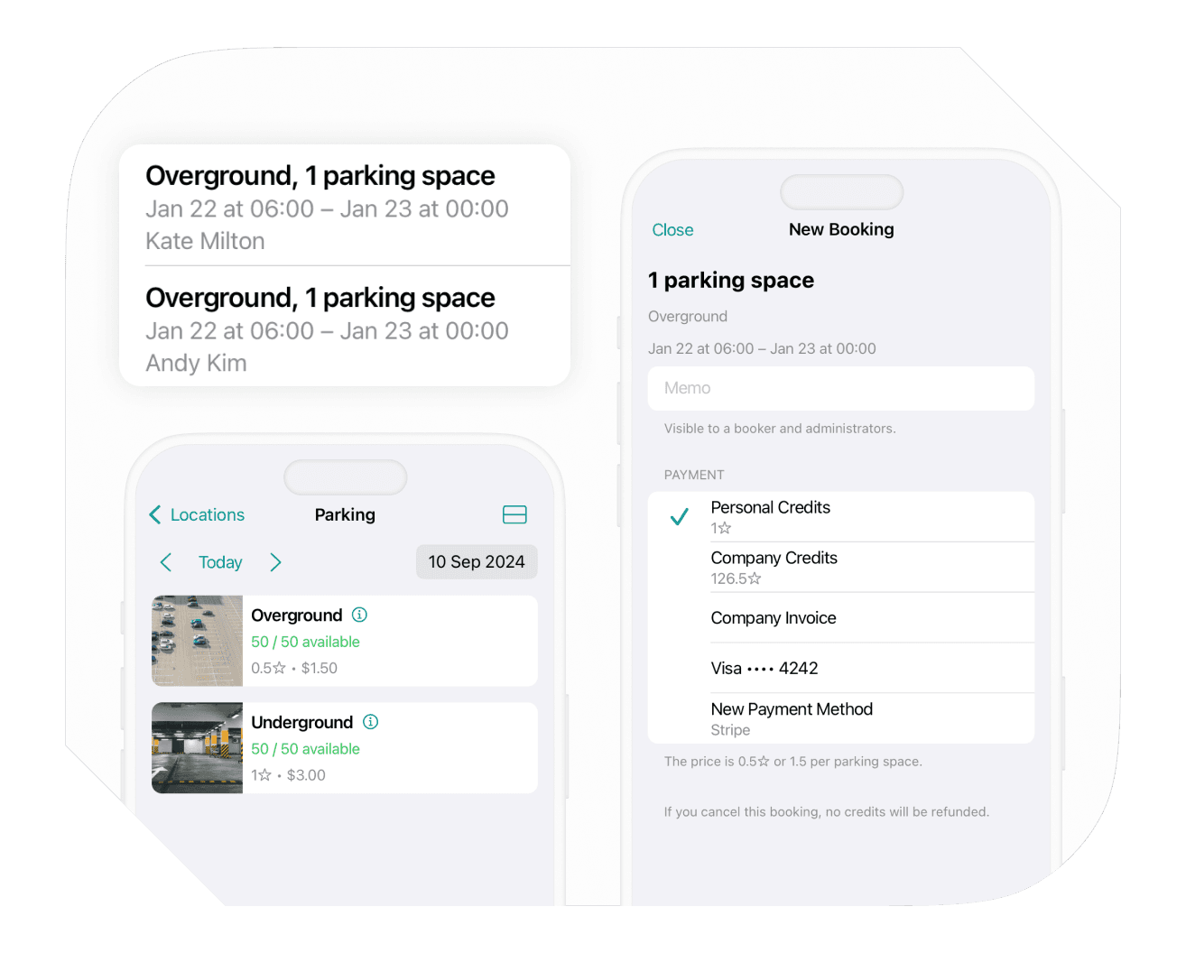 Booking parking space or lot on Spacebring coworking space management software