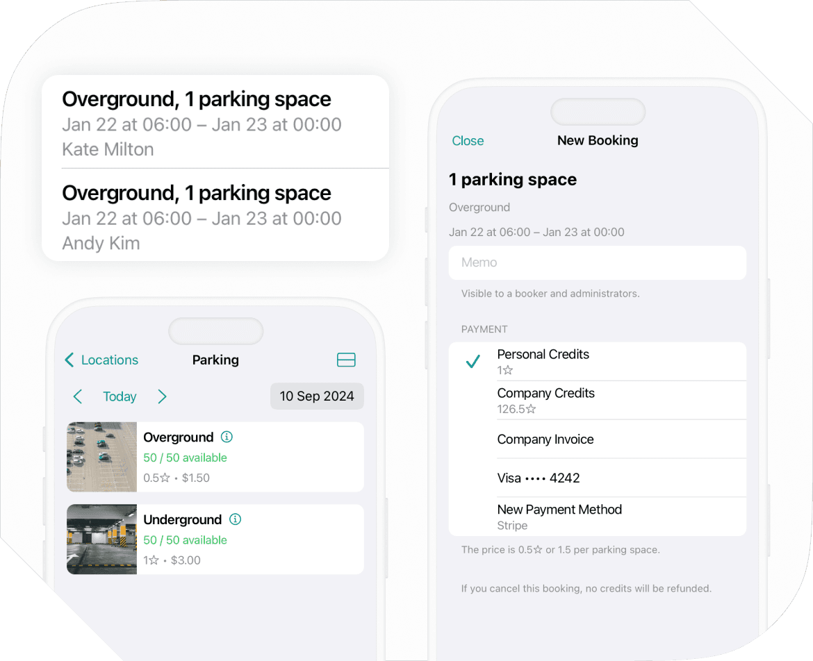 New parking booking in Spacebring