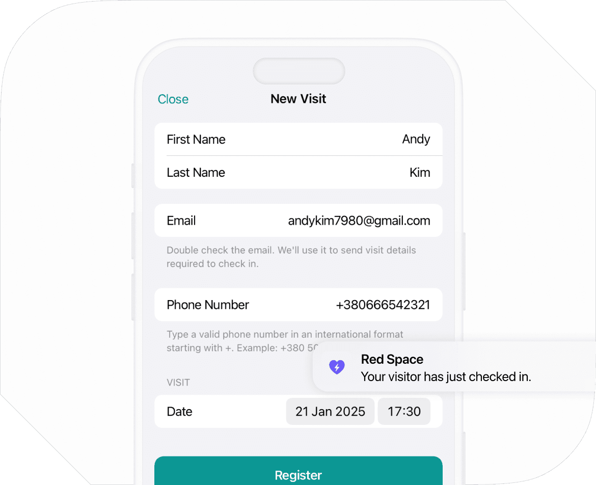 Visitor management on Spacebring coworking space management platform  