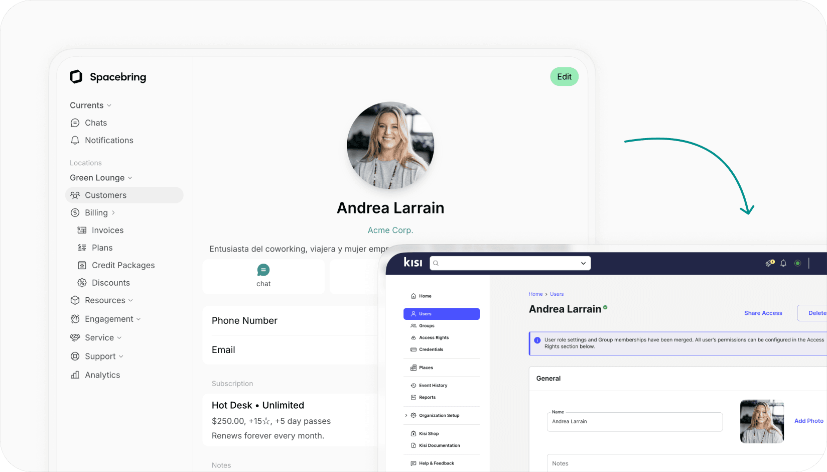 Spacebring - Kisi integration