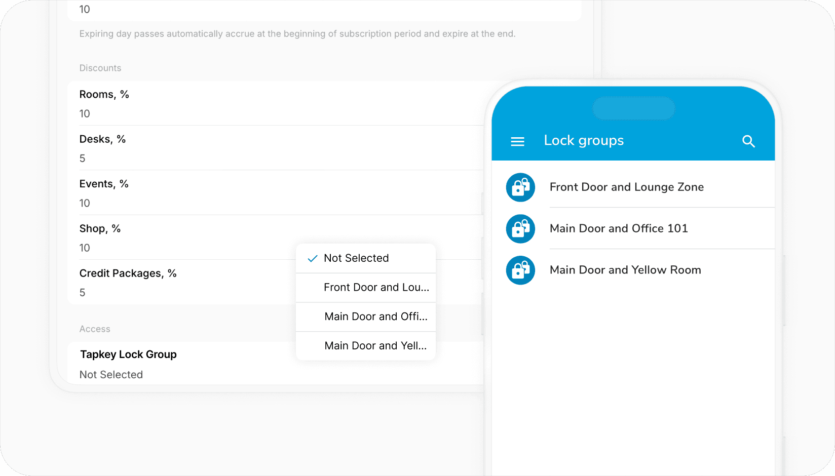 Spacebring coworking space software integration with Tapkey access control system