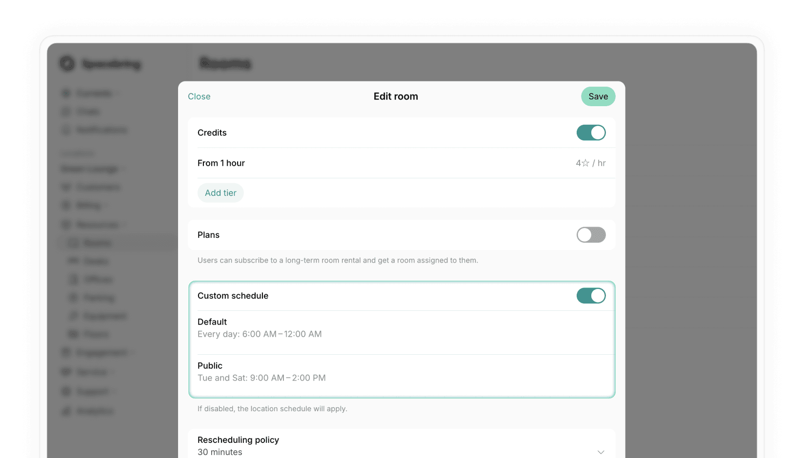 Custom resource schedules
