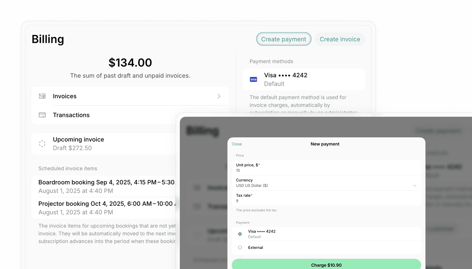 One-off payments and flexible payment charging