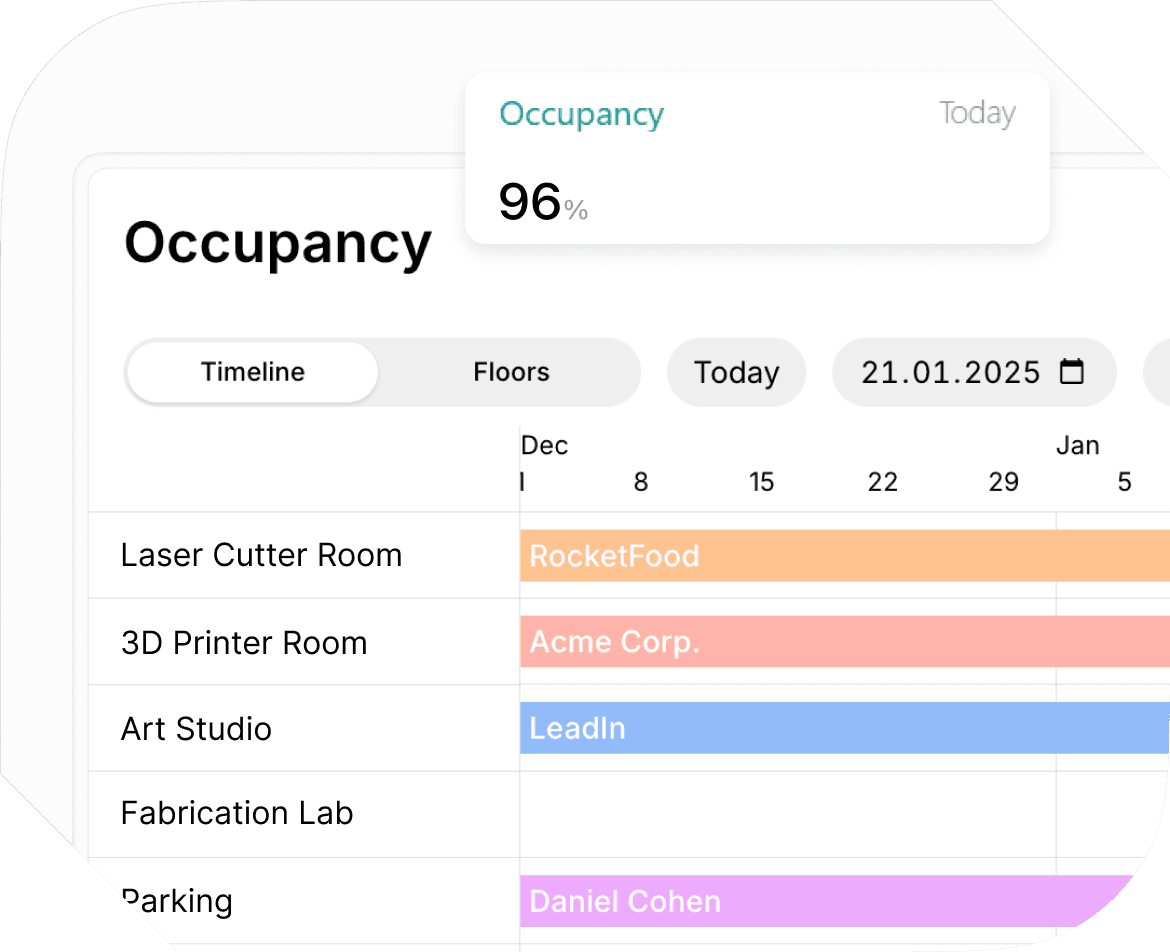Booking makerspace workstations with Spacebring management software