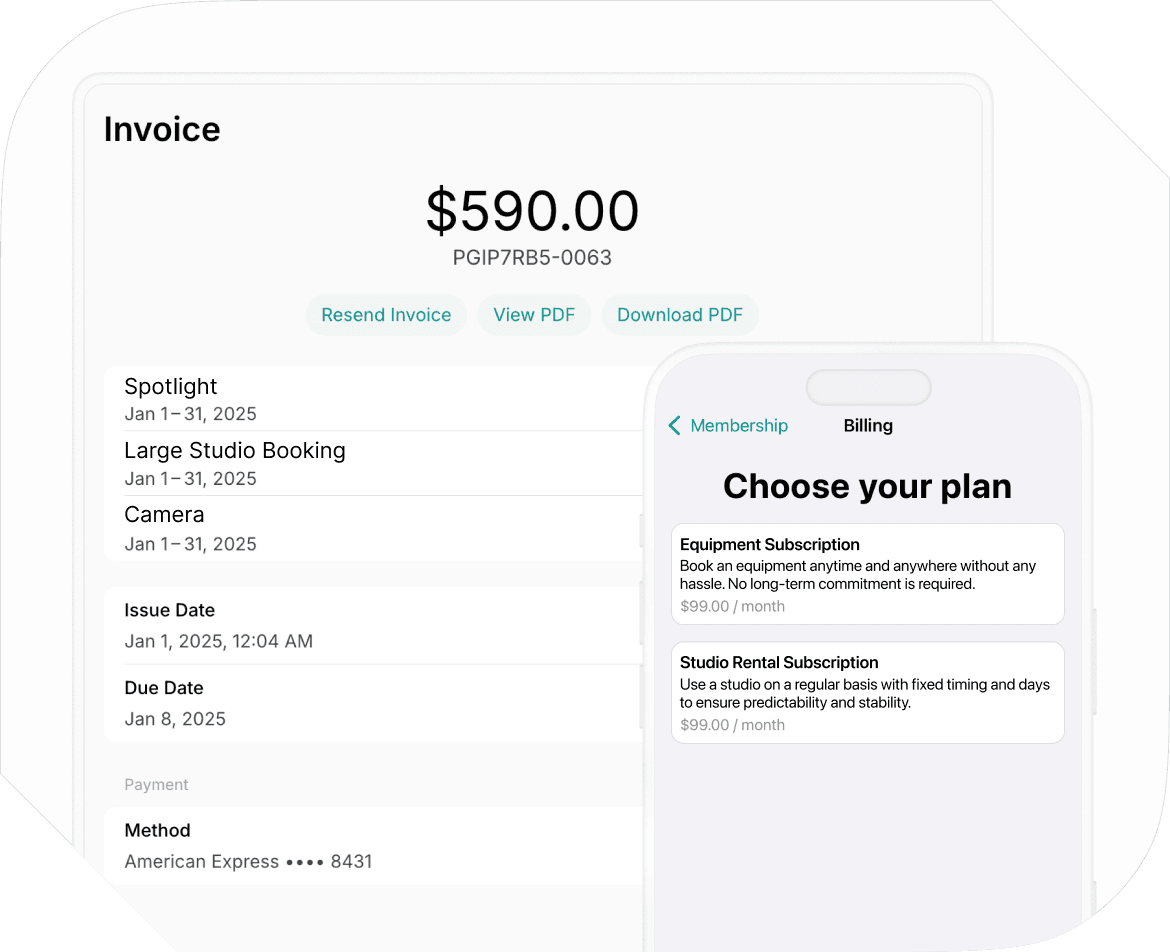 Managing subscriptions in Spacebring photo studio management software
