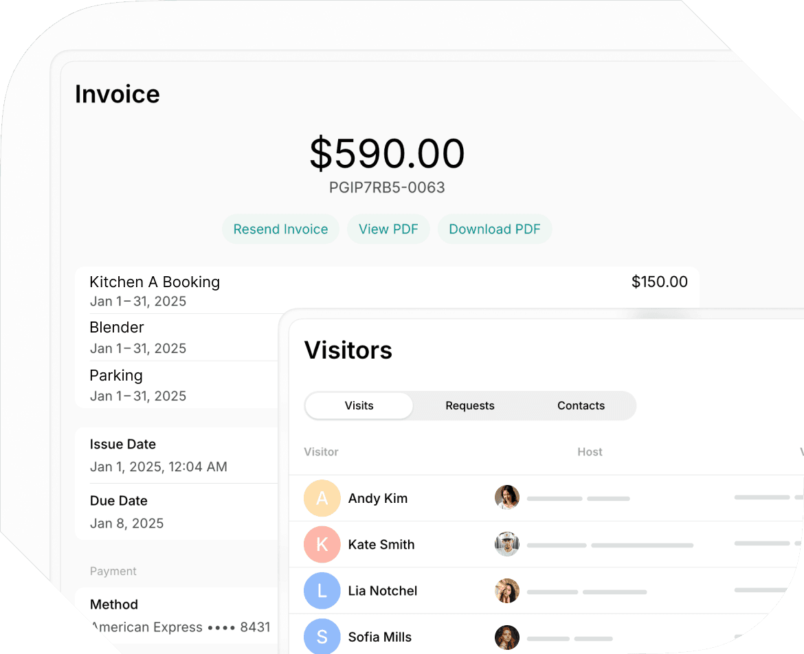 Management system for shared kitchens - Spacebring