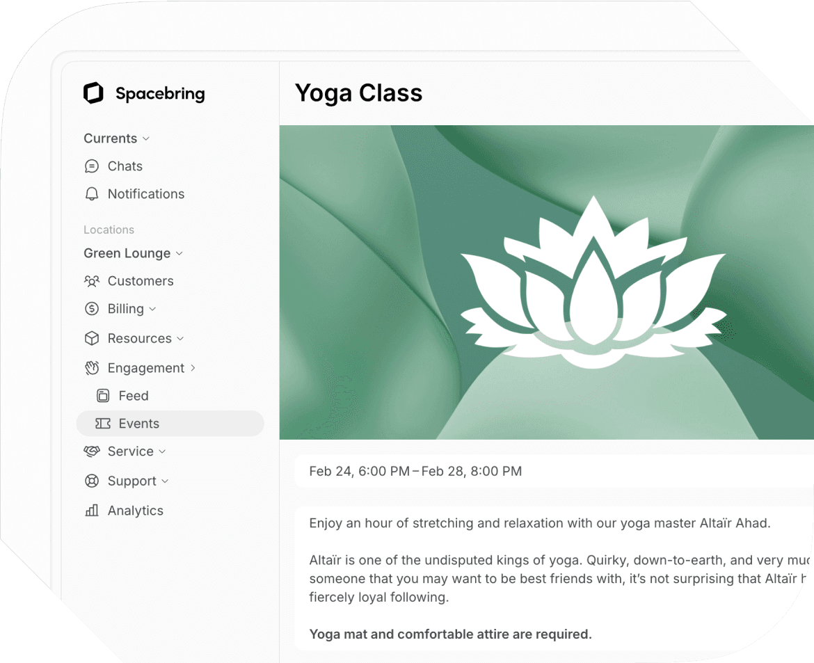 Managing yoga classes with Spacebring yoga studio management software
