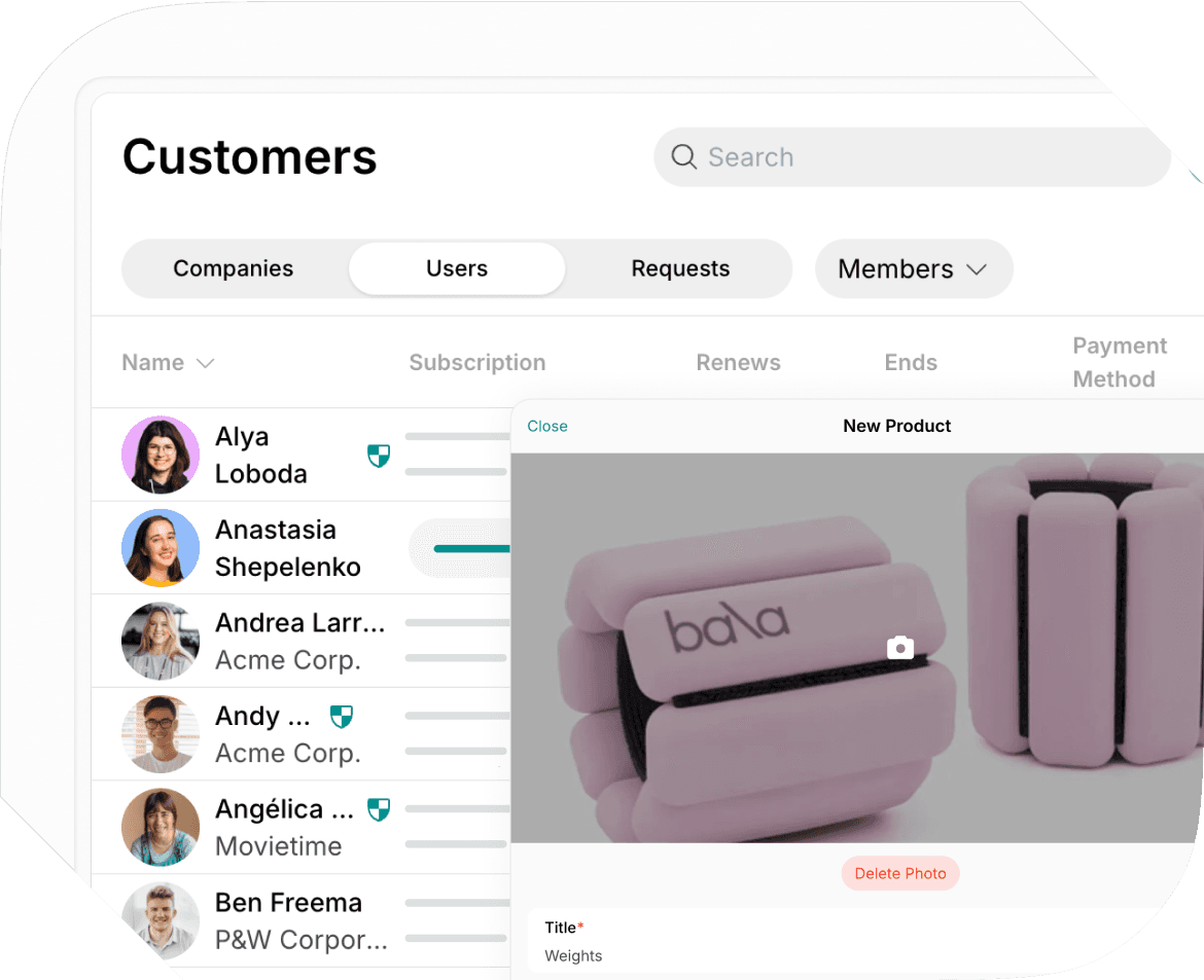In-app yoga shop in Spacebring yoga management software