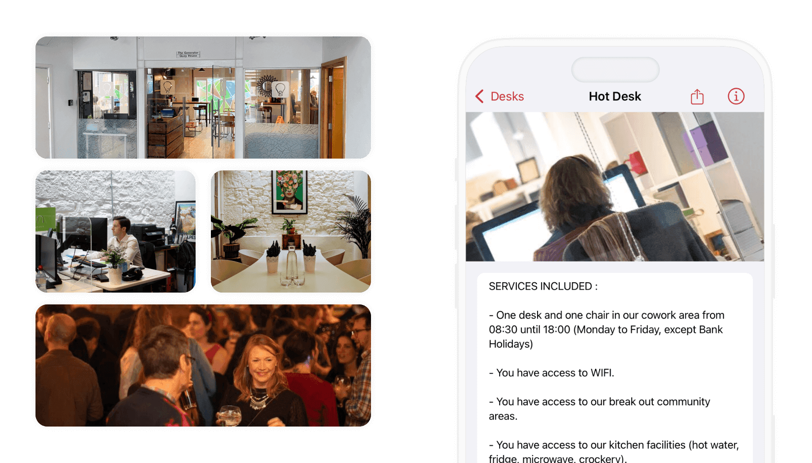 Desk booking system at Generator Hub developed by Spacebring