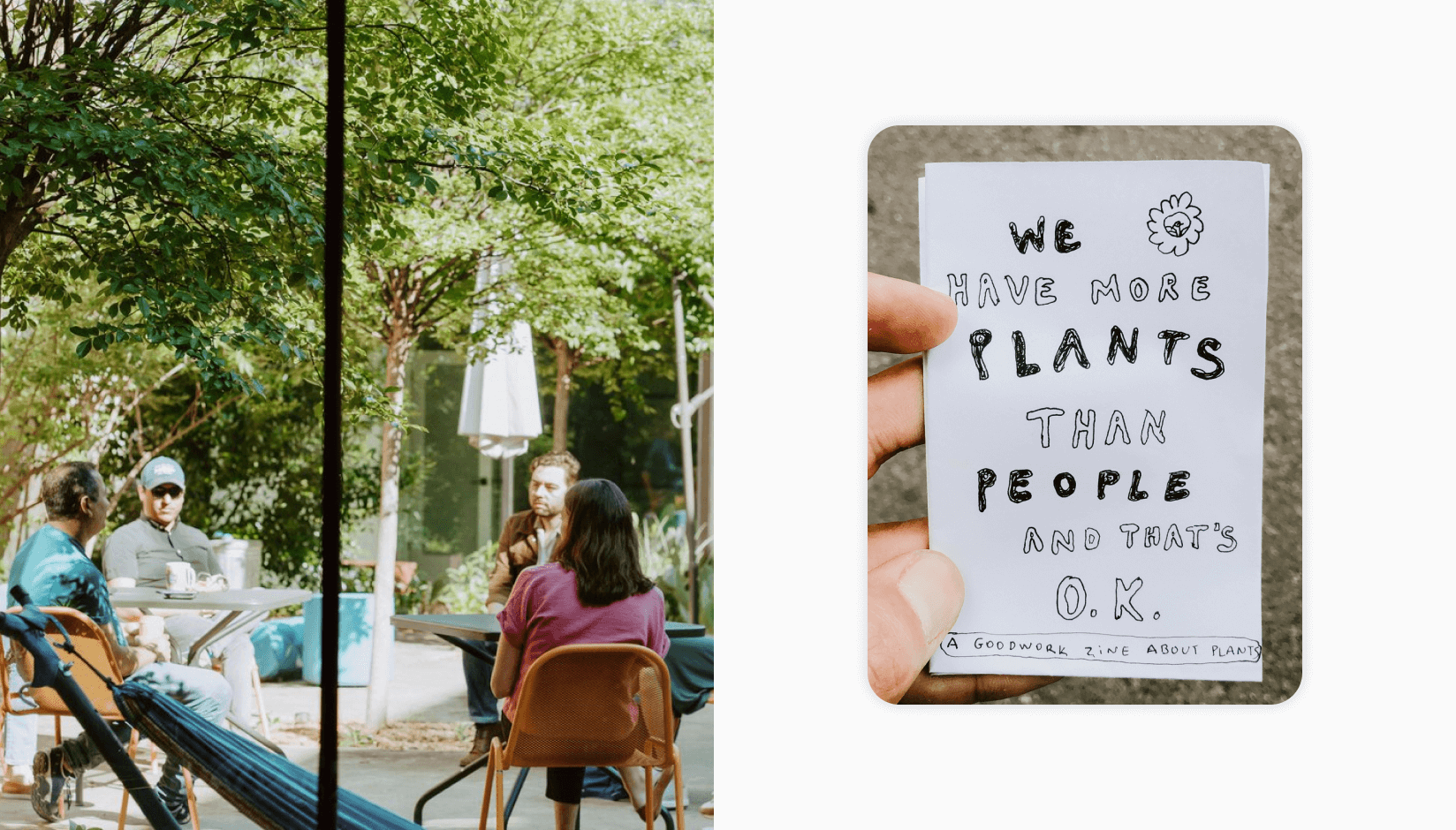 Good Coworking members sitting in the yard