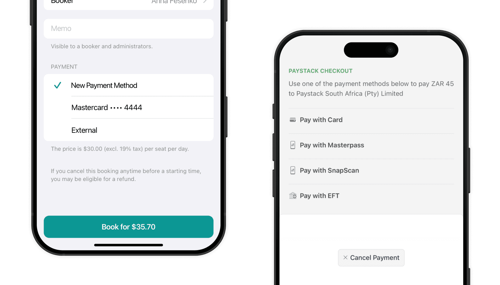 andcards - Paystack integration on andcards coworking space app