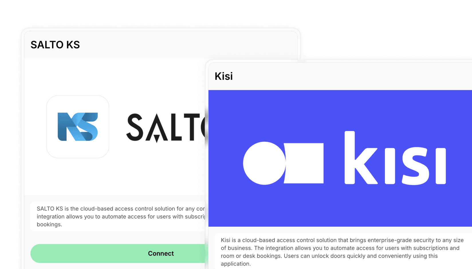 Salto KS and Kisi access control integration with Spacebring coworking space management software