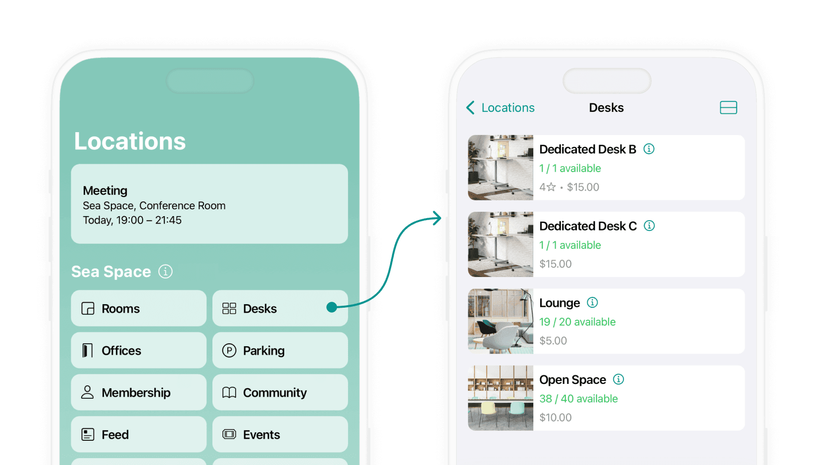 Desk booking app by Spacebring