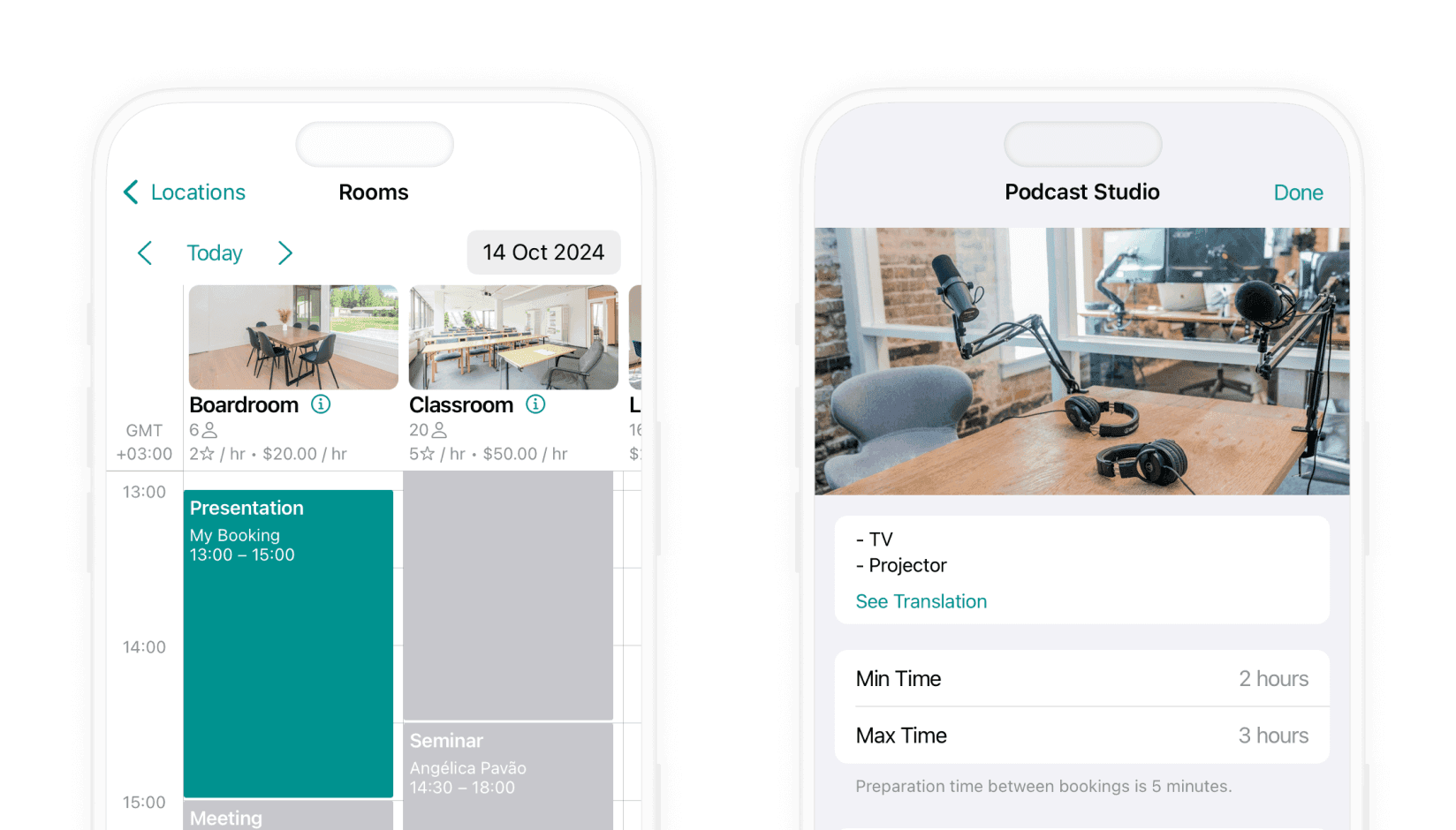 Meeting room booking system on Spacebring coworking space management software