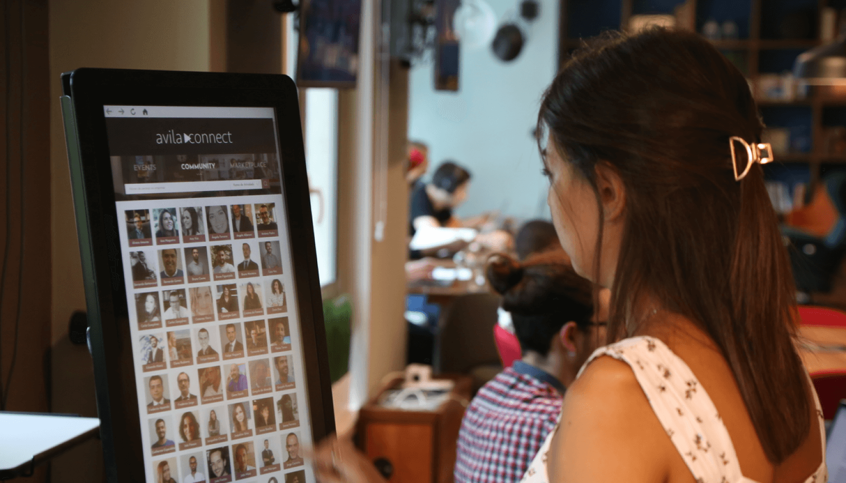 A girl using Avila Connect networking platform