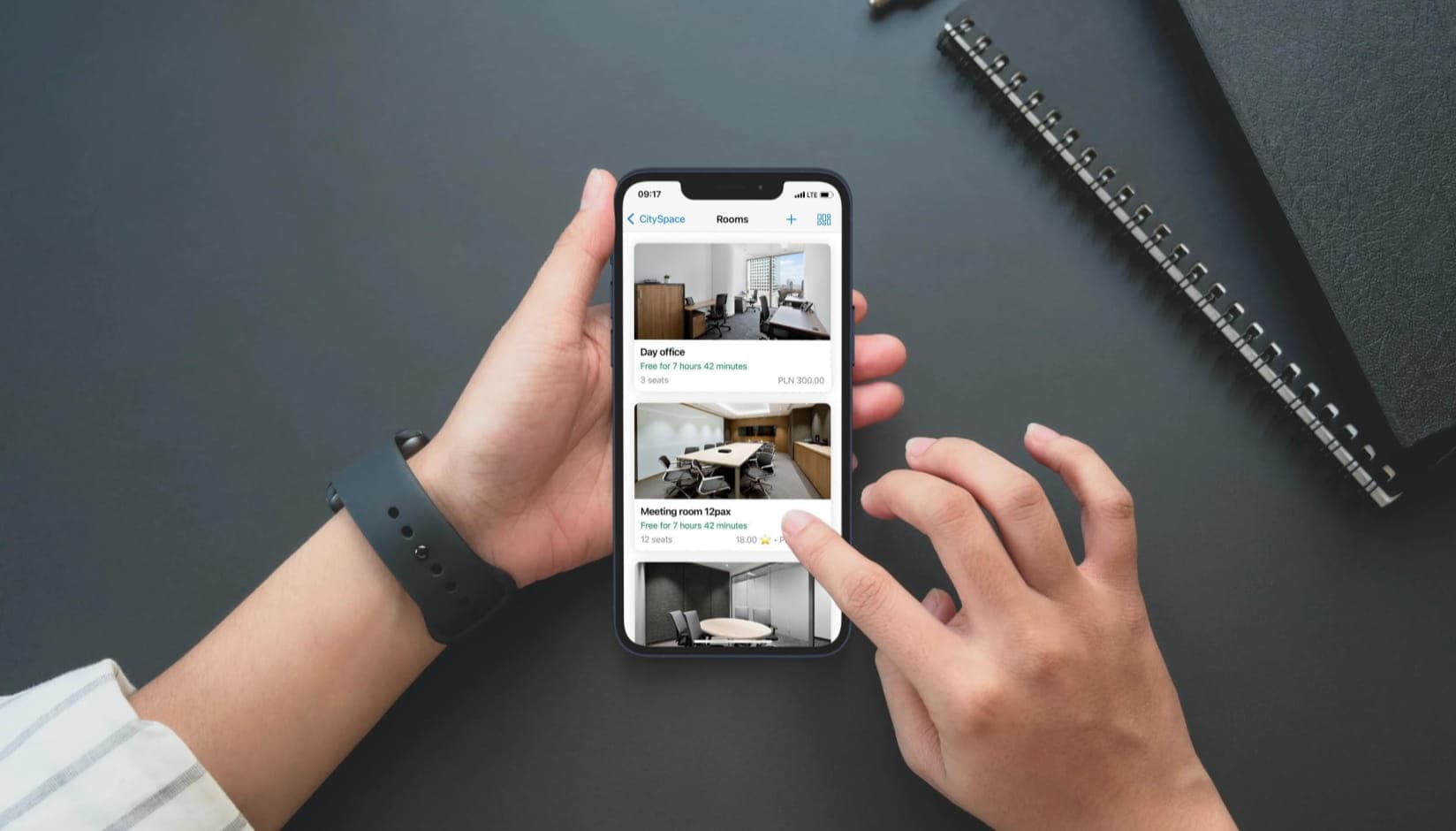 branded CitySpace coworking space management app - andcards