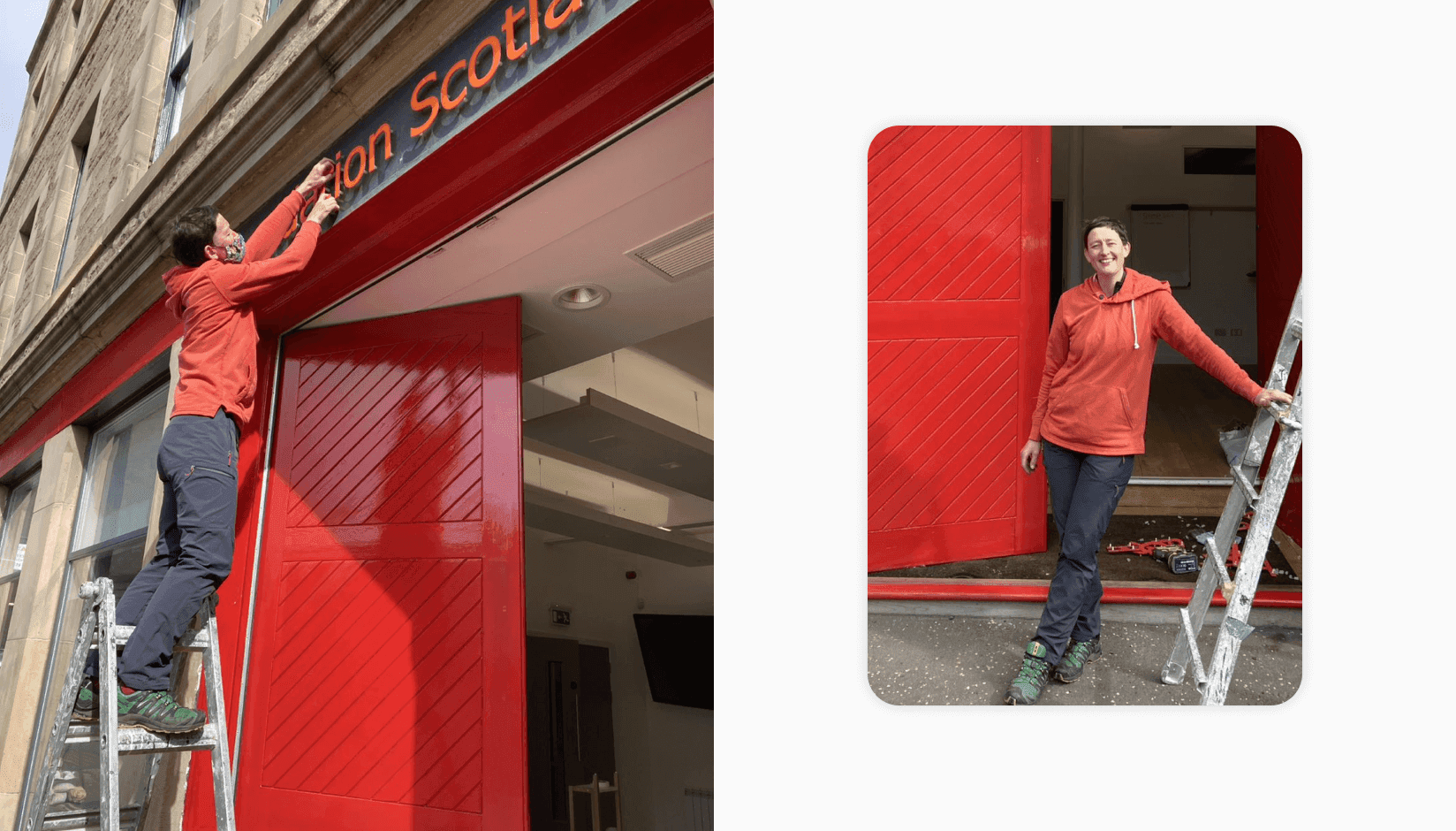 Claire Carpenter working on The Melting Pot coworking space interior