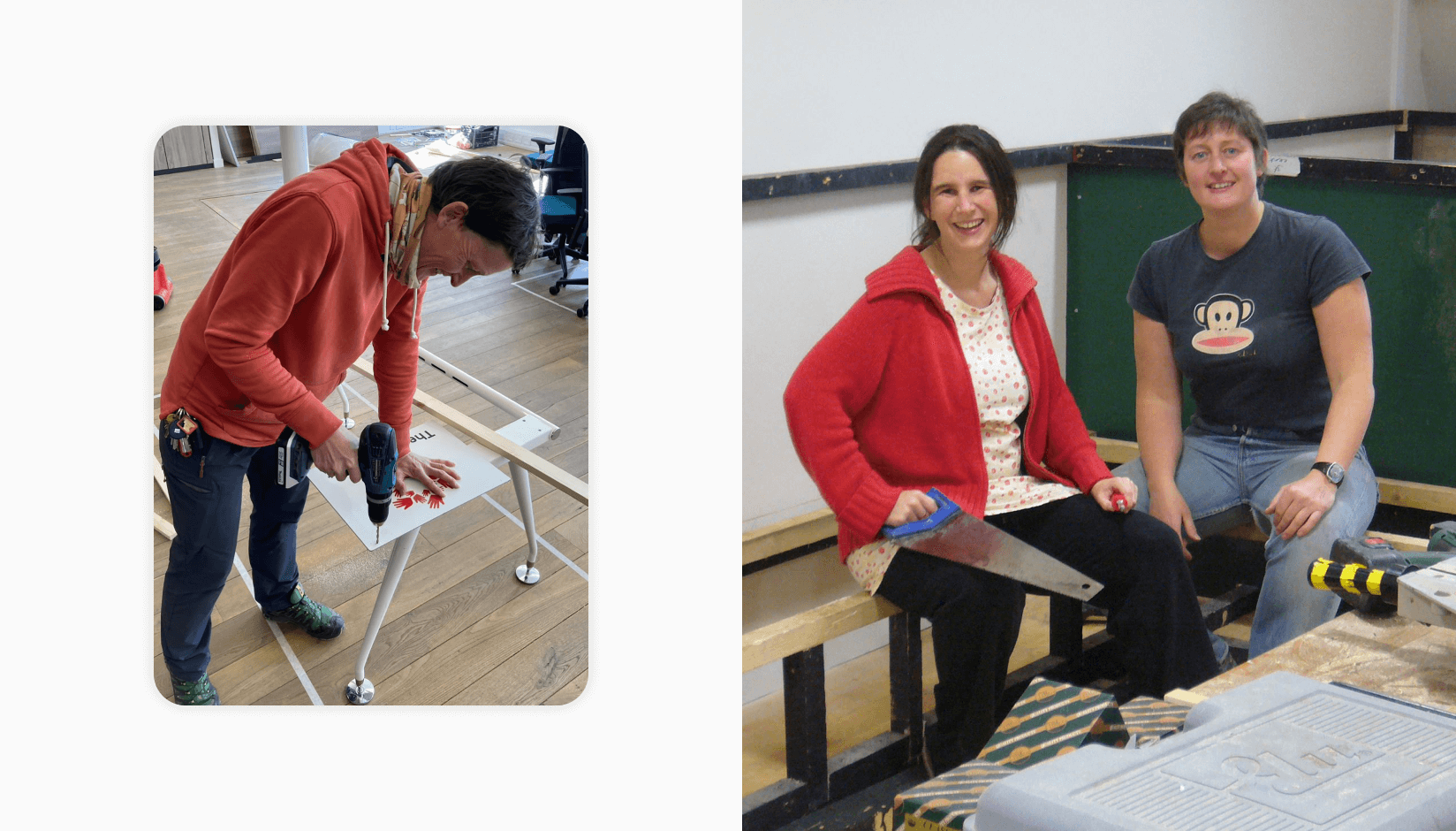 Claire Carpenter with volunteers constructing The Melting Pot coworking space