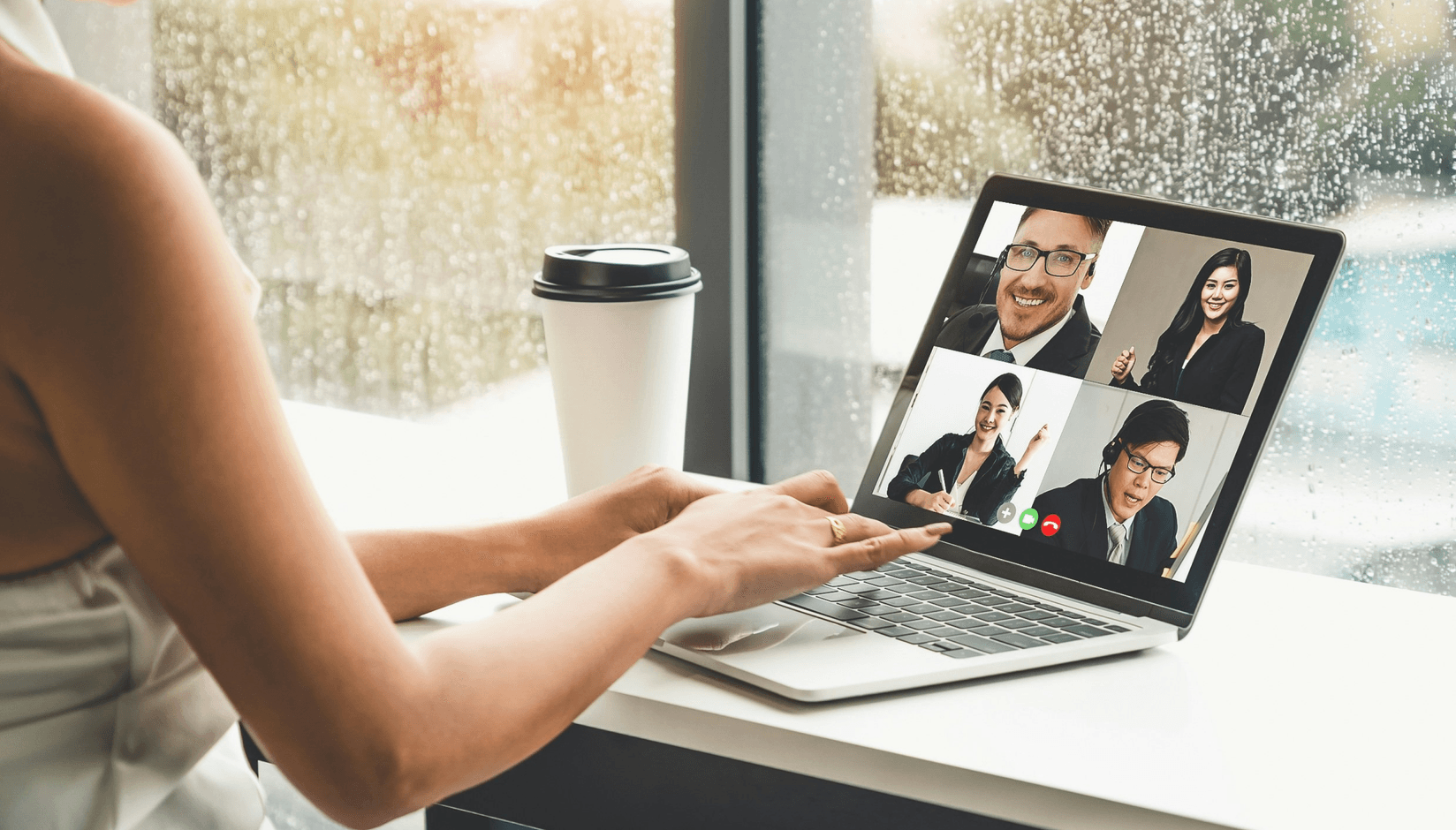 remote worker in a phone booth