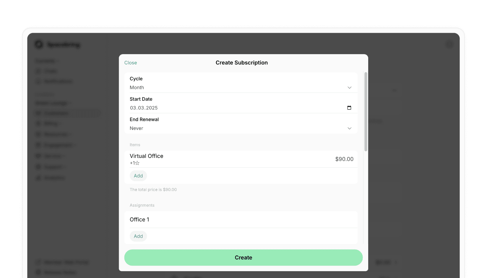 andcards automated billing system for coworking spaces - workspace membership plan