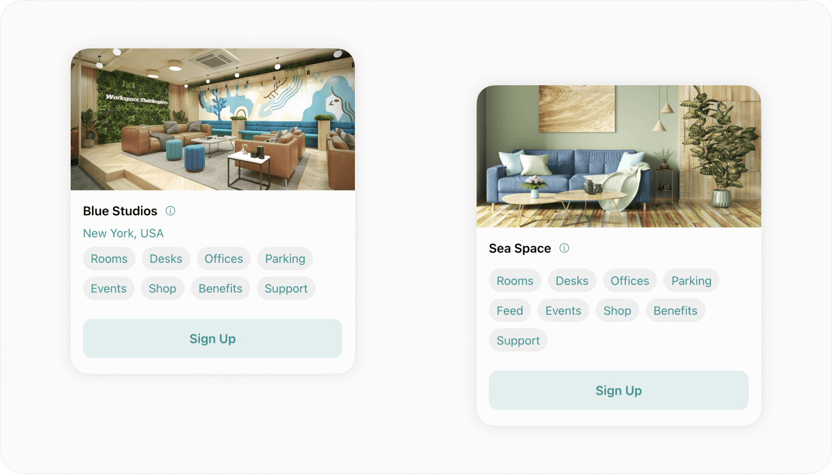 Call-to-actions on Spacebring landing page for coworking spaces