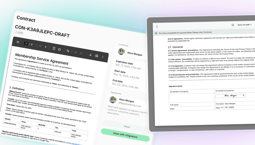 Introducing contracts and eSignatures