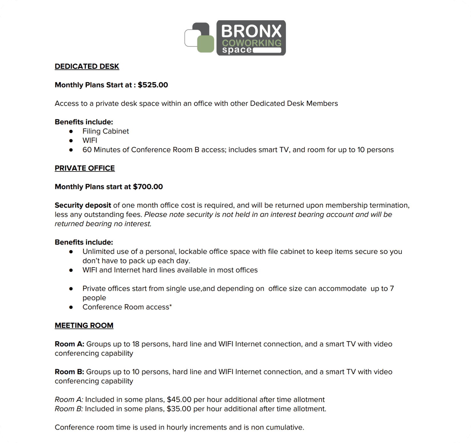 Coworking membership agreement