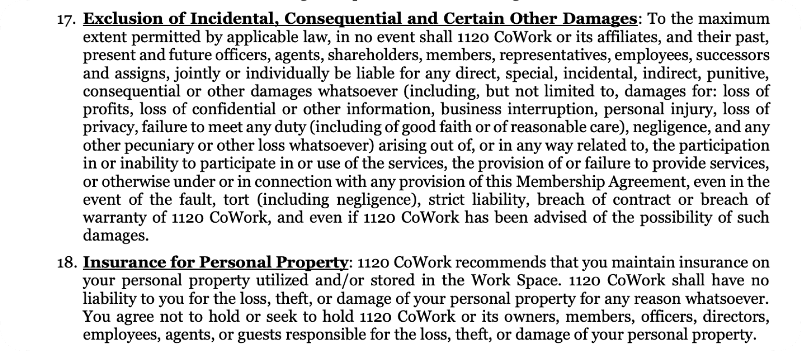 Coworking membership agreement
