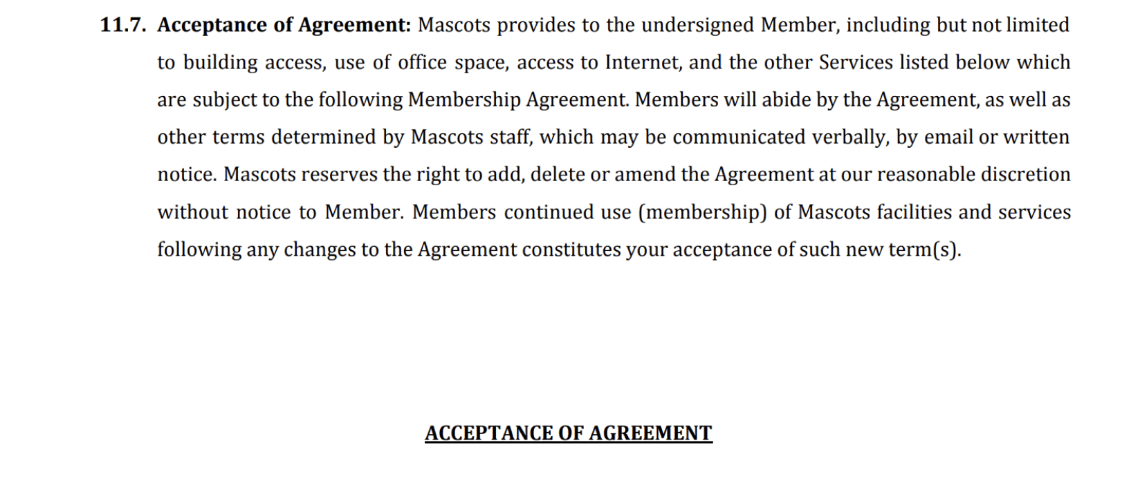 Coworking membership agreement