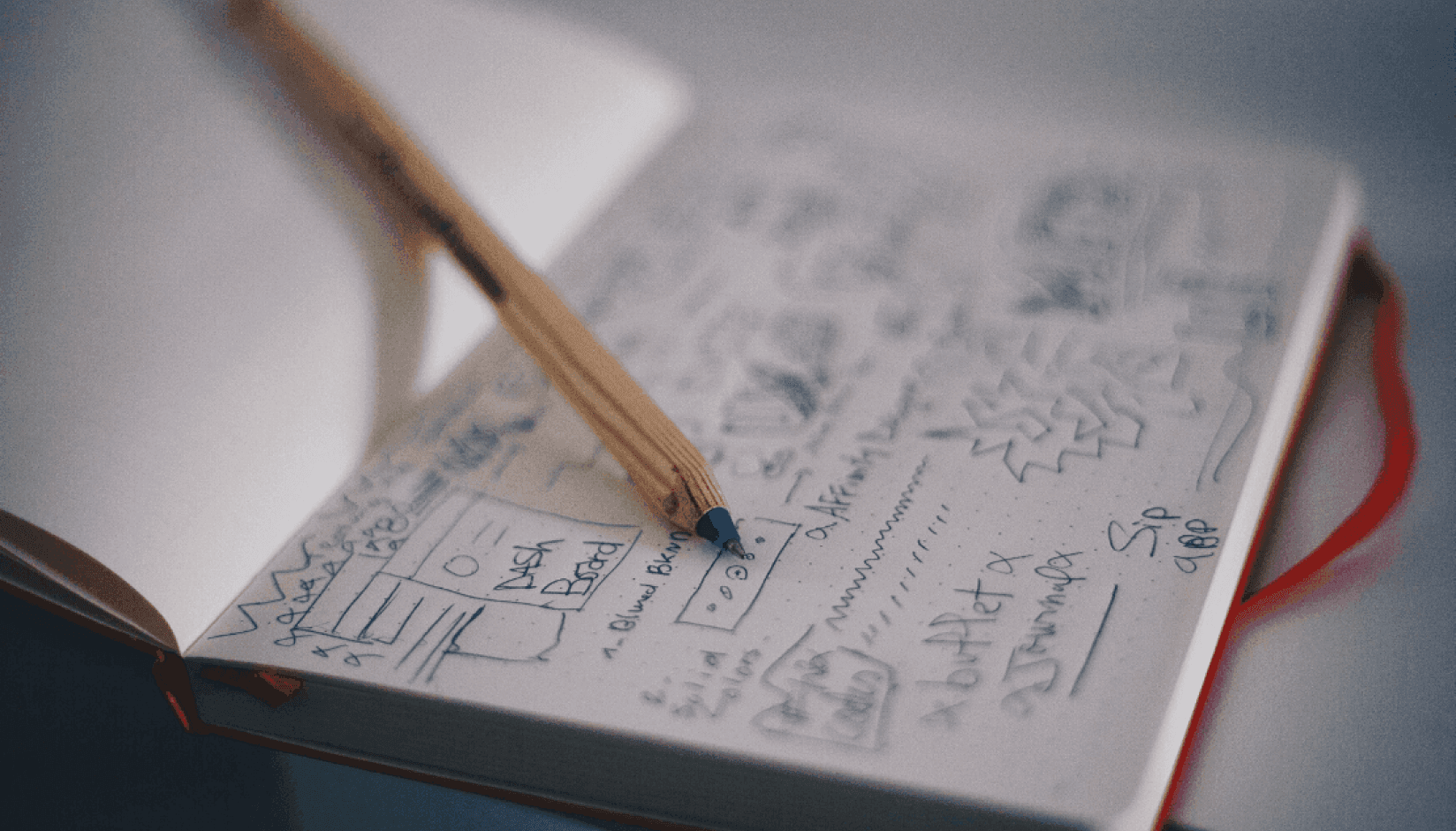 coworking space marketing funnel scheme in the notepad