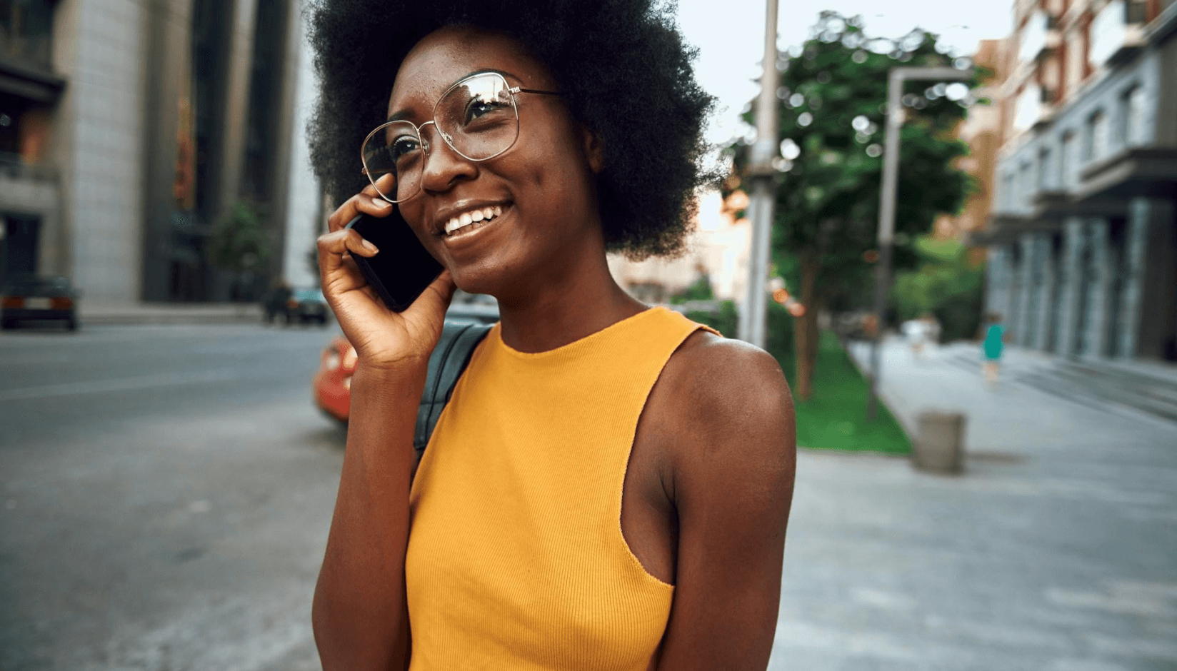 Coworking space member with a phone