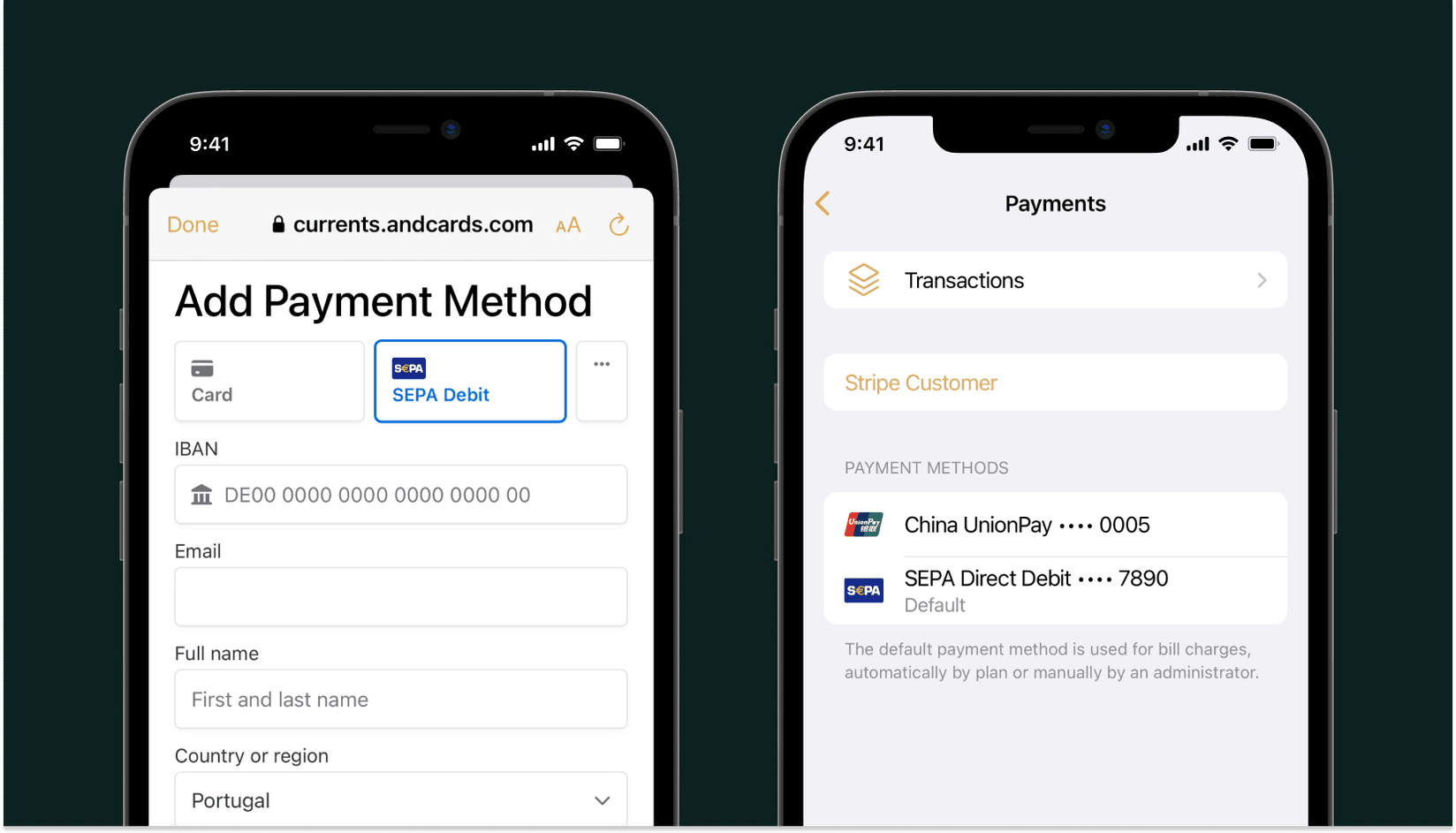 Direct debit (SEPA) for coworking spaces - andcards-Stripe integration